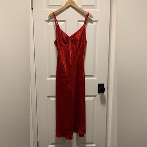 Red Midi Slip Dress